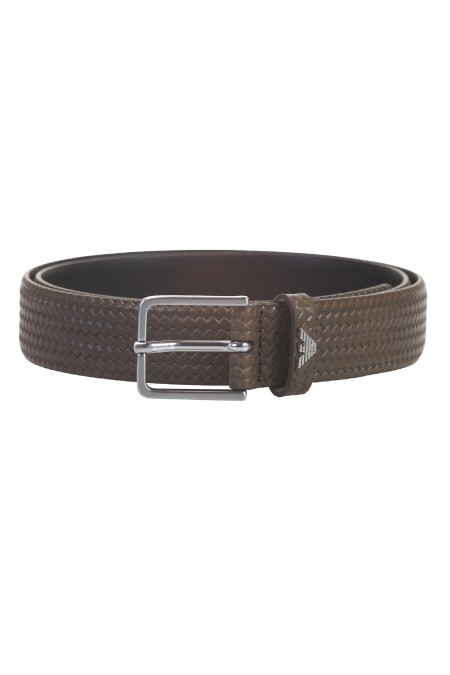 Shop EMPORIO ARMANI  Belt: Emporio Armani woven effect printed leather belt.
Length: 125cm.
Woven effect print.
Composition: 100% Bovine leather.
Made in Italy.. Y4S622 YQ49E -80028